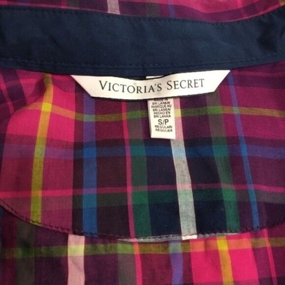 VICTORIA’S SECRET PLAID LONG SLEEVE BUTTON UP SLEEPING SHIRT SZ SMALL - Picture 3 of 7